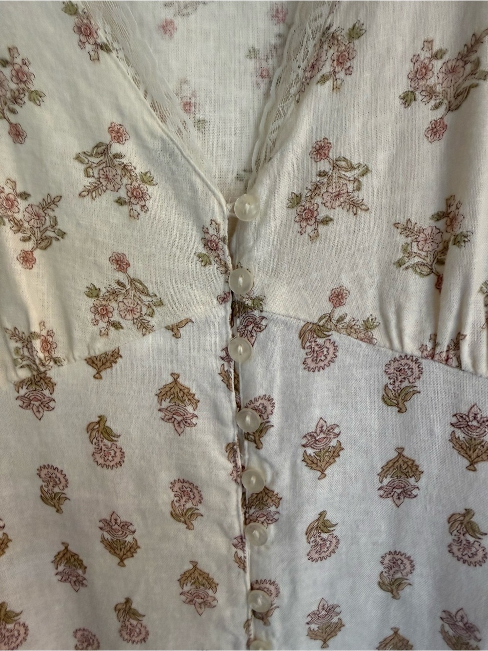 Lucky Brand Cream Maxi Dress with Tan Floral Print - Picture 2 of 4